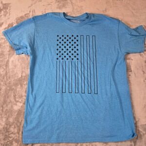 Melmarc Americana American Flag Graphic T-Shirt Heather Blue Large L